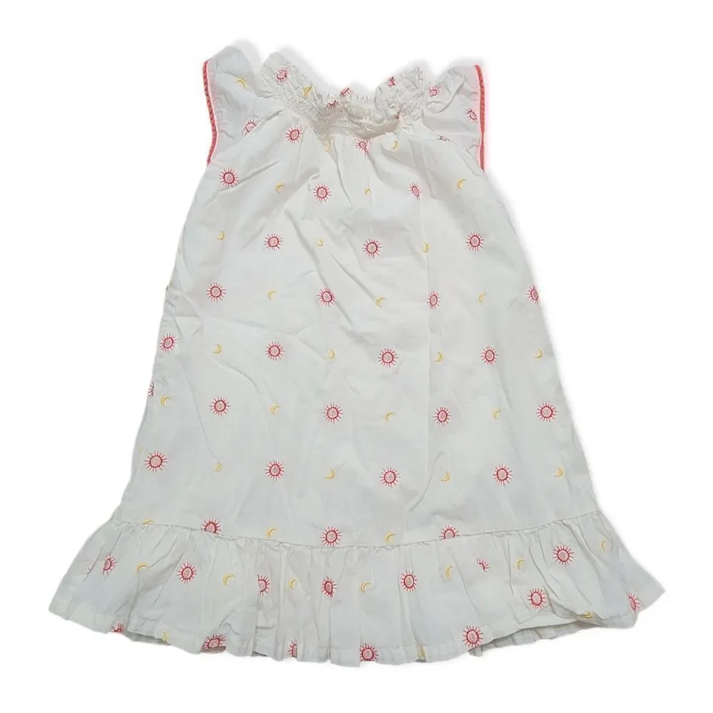Smocked neck embroidered dress